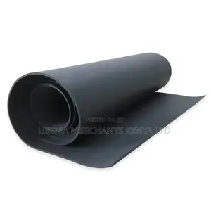 Black Plain Gym Rubber Mat Roll 10mm