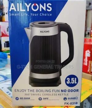 Ailyons Black Plastic Coated 3.5l Cordless Electric Kettle