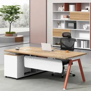 Office Tables:1.8meters Pedestal L-Shape Wood Executive Desk