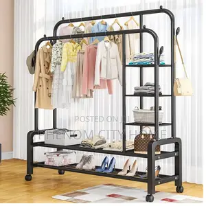 Double Layer Garment Rack Free Standing Clothe Hanger