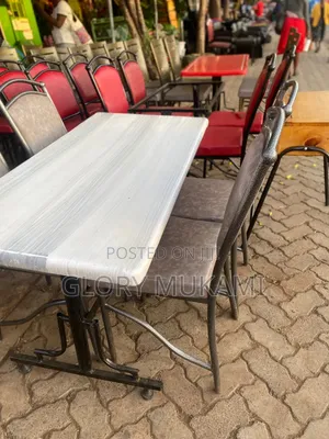 Marble White Grey 4 by 2 Table and 4 Chairs