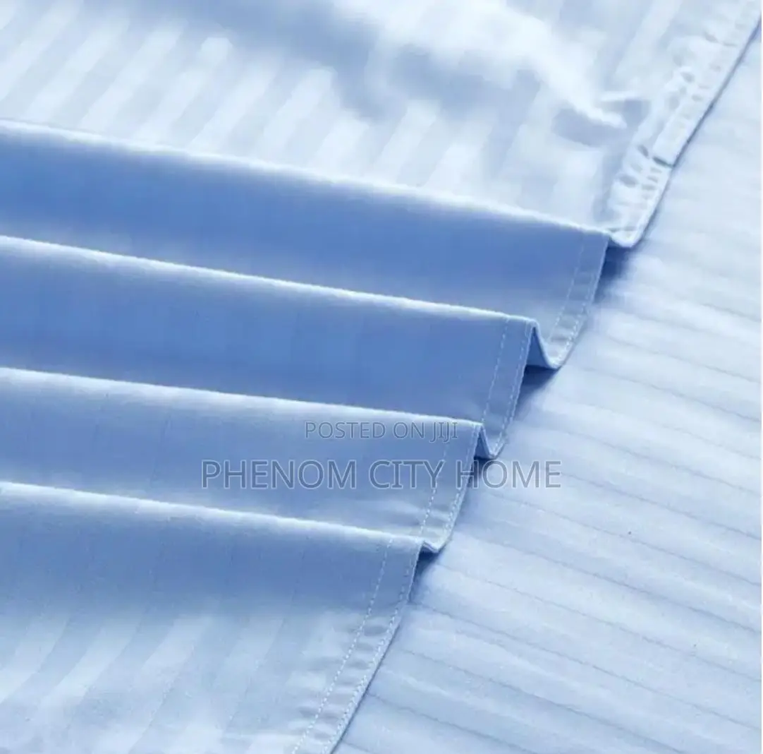 Skyblue Cotton Stripped Tc Bedsheet Set