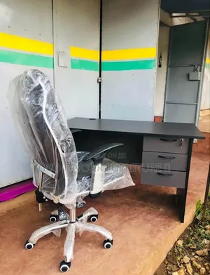Generic 1 Meter Office Table With Leather Chair Az8jy