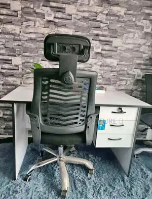 White 1 Meter Office Table With Headrest Chair Tf9pk