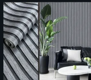 Black and Grey Flutted Wallpaper Available