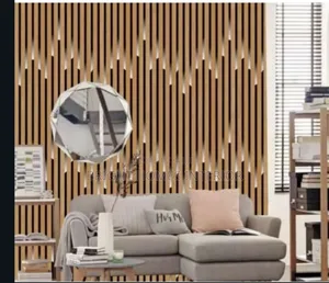 Brown Decorative Flutted Wallpaper