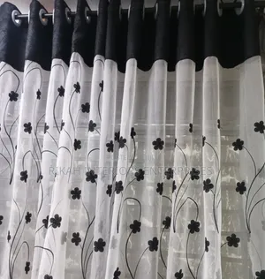 Floral Black and White Sheer