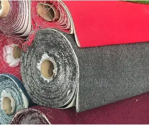 Charcoal Grey and Red Wall to Wall Carpet Decoration