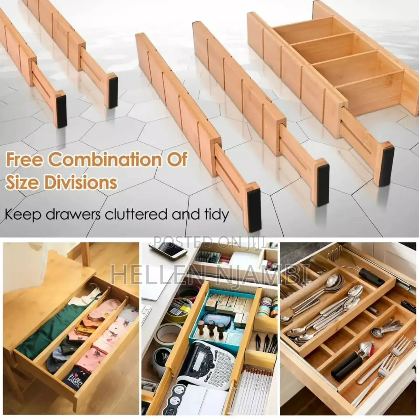 Bamboo Drawer Divider With Inserts