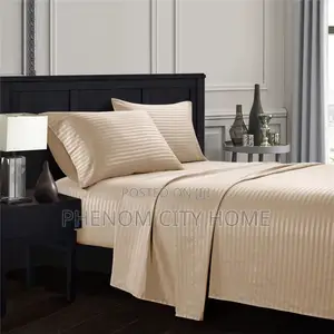 Beige Satin Cotton Bedsheet Set