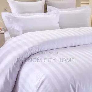 White Stripped Cotton Duvet Cover Set