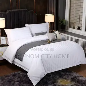 White Stripped Cotton Duvet Cover Set