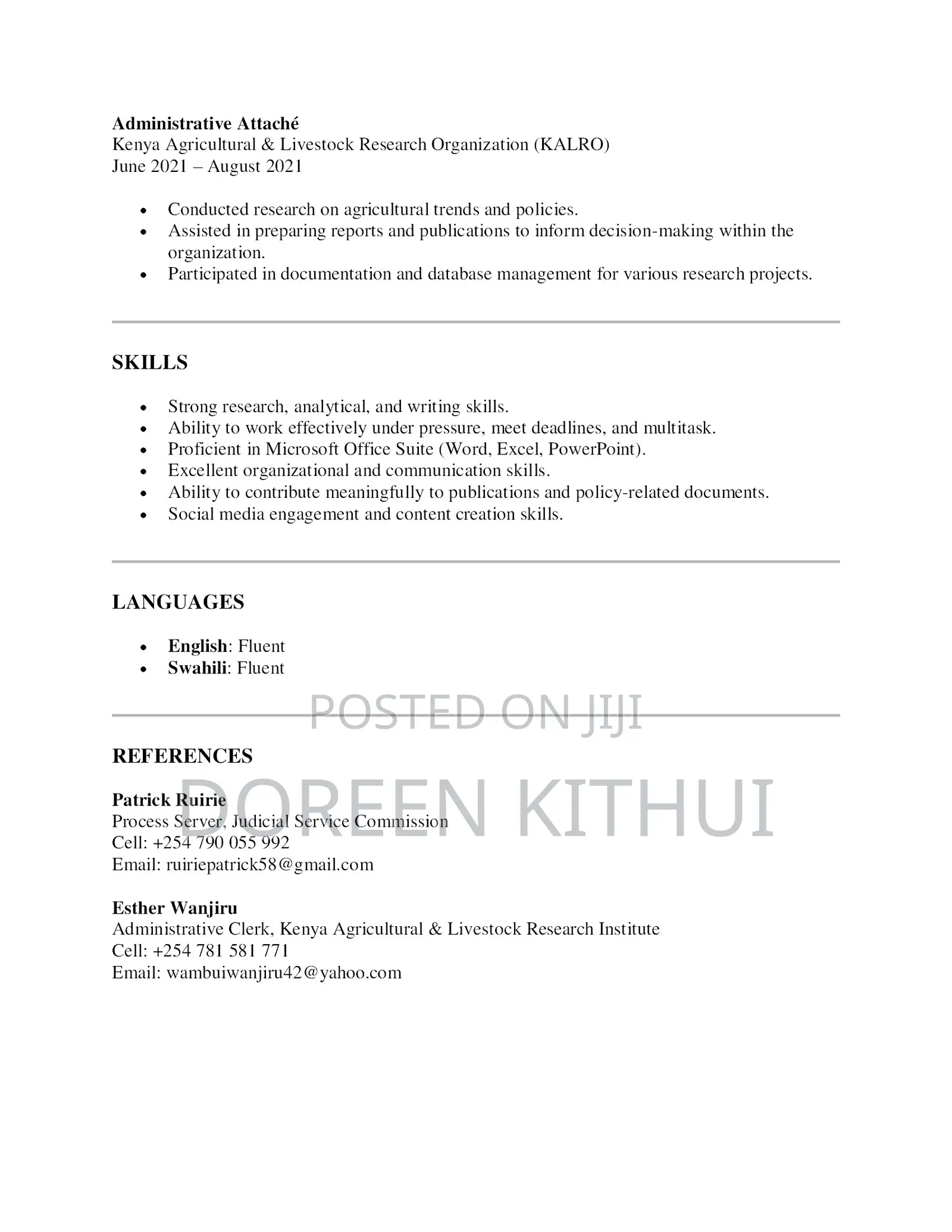 Internship CV