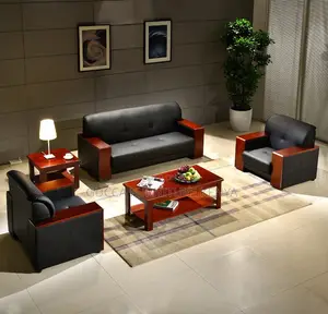 Sofas: Business Negotiation Guest PU Leather Sofa Set