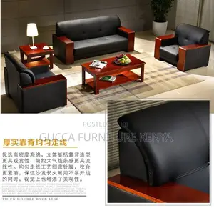 Sofas: Business Negotiation Guest PU Leather Sofa Set
