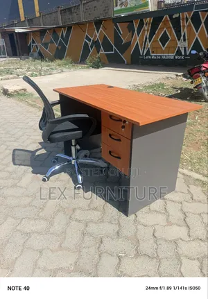 Mesh Office Chair and Dark Grey Cherry Office Desk