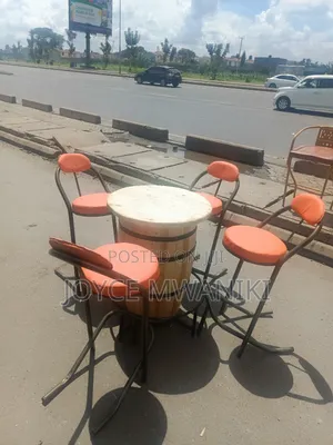 High Bar Chairs Set Orange Chairs With Barrel Table ,