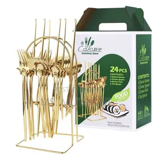 Gold 24 PCS Tableware Stainless Steel Cutlery Set