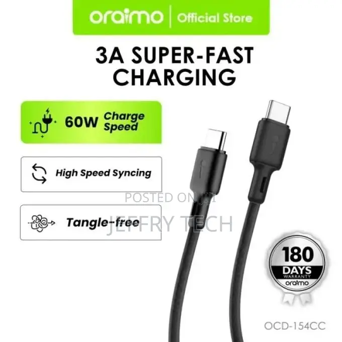 Oraimo 154CC Kabel Data Type-C to Type-C - Fastline 2 CABLE