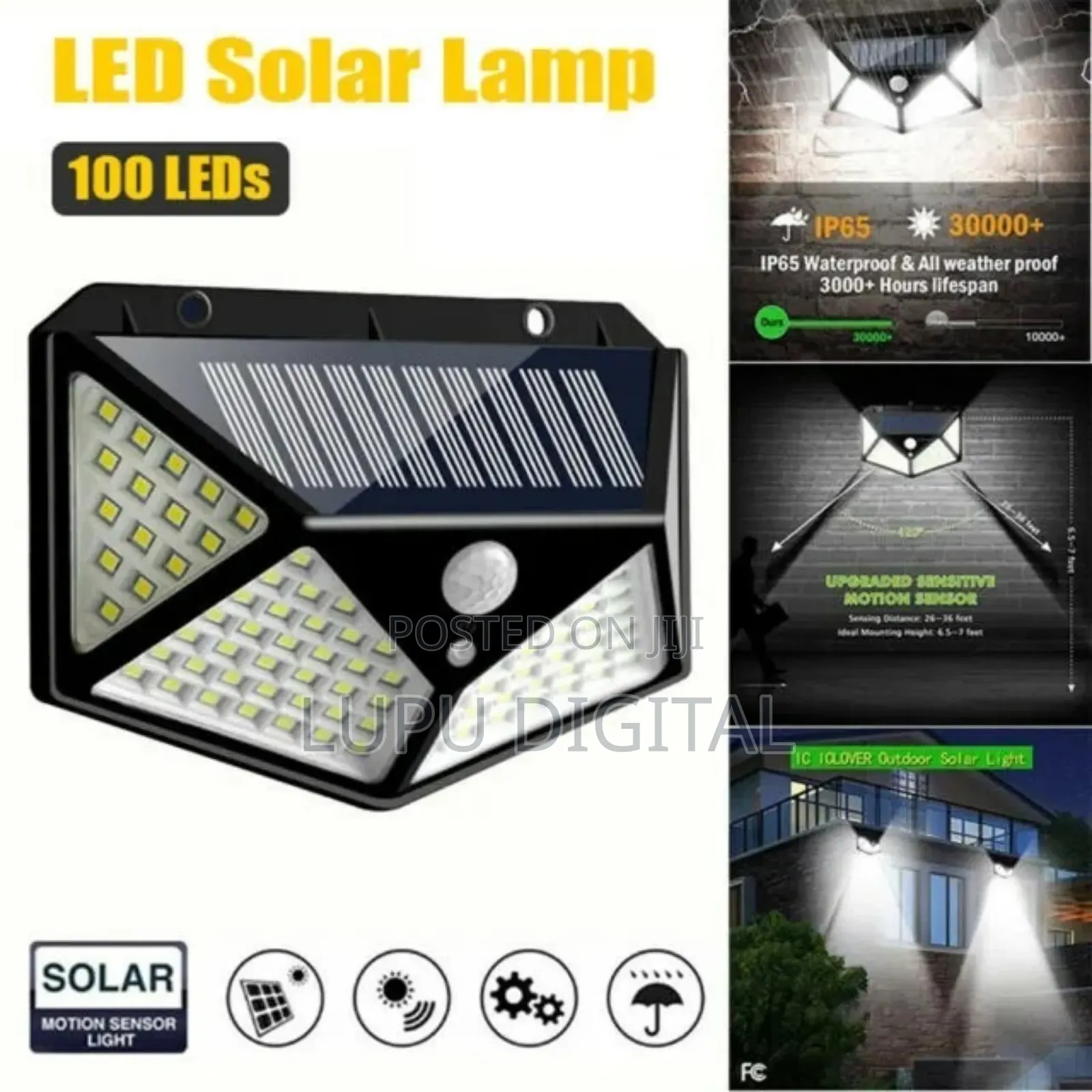 100 LED Solar PIR Motion Sensor Security Lights Available