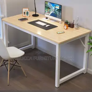 Clerical Desking:120cm Steel Frame Wooden Top Desk for Work