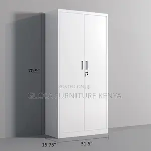Cabinets: Rectangle 2-Door Locking Metal Cabinet for Office