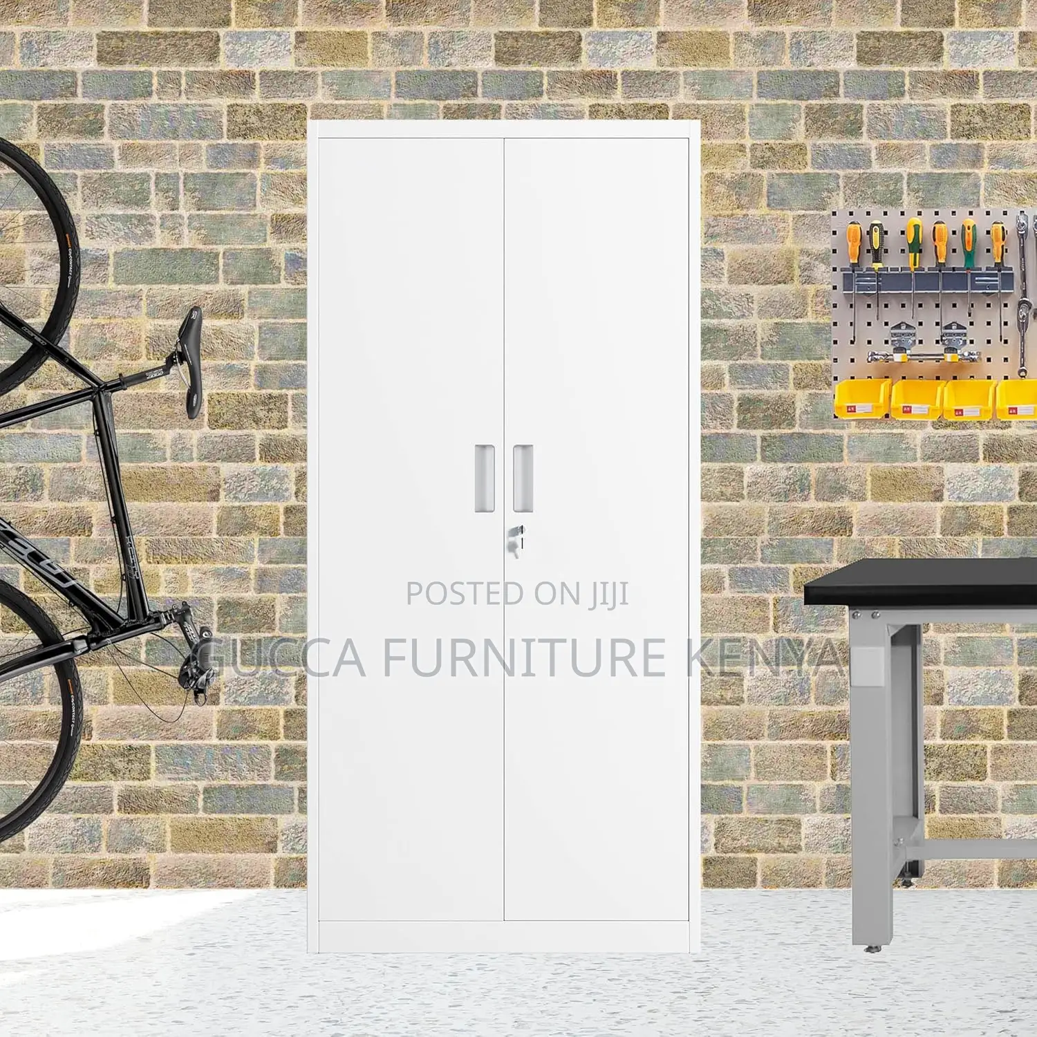 Cabinets: Rectangle 2-Door Locking Metal Cabinet for Office