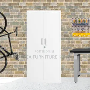 Cabinets: Rectangle 2-Door Locking Metal Cabinet for Office