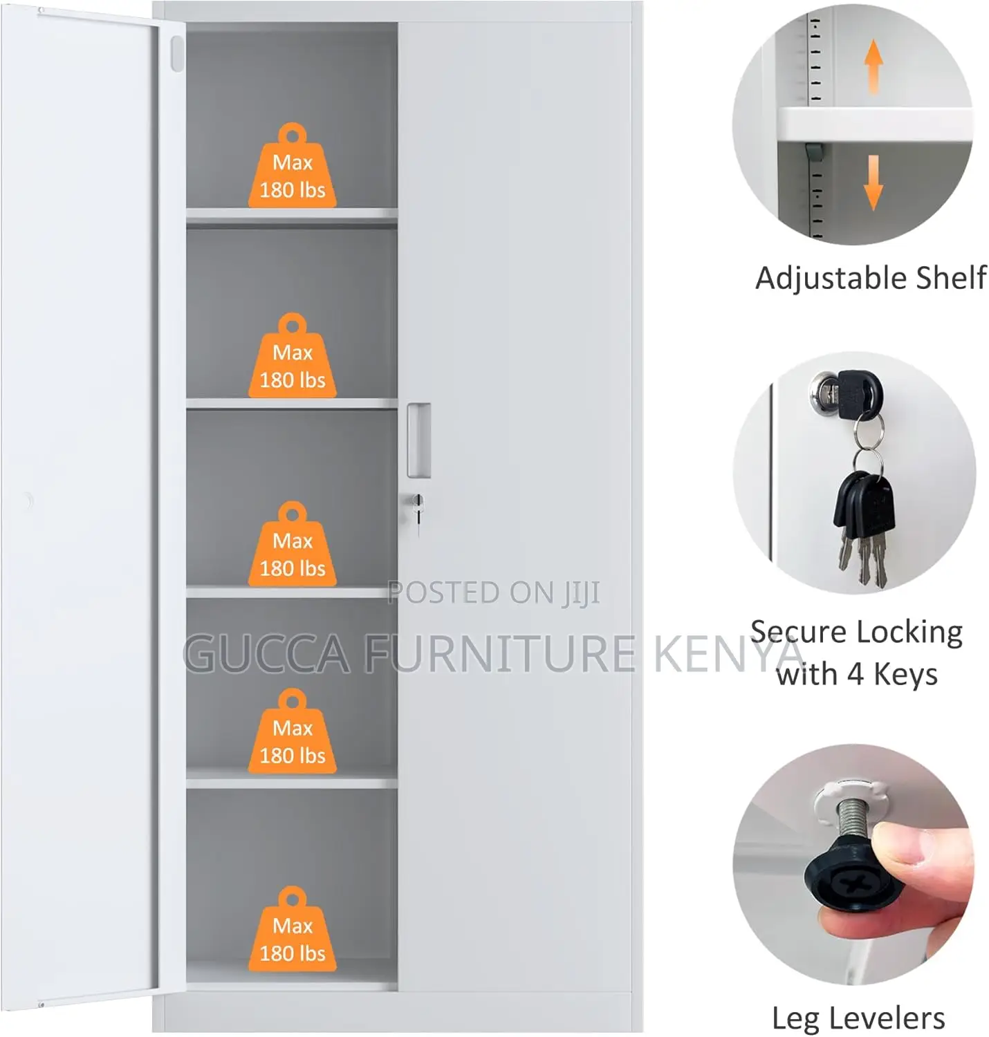 Cabinets: Rectangle 2-Door Locking Metal Cabinet for Office