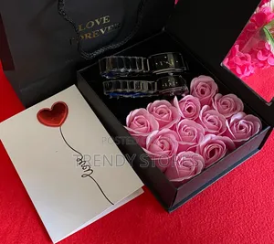 Couples Valentine's Gift Set With Pink Roses