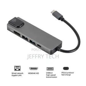  Usb C Hub to Gigabit Ethernet Rj45 Lan 5 in 1 Usb Type