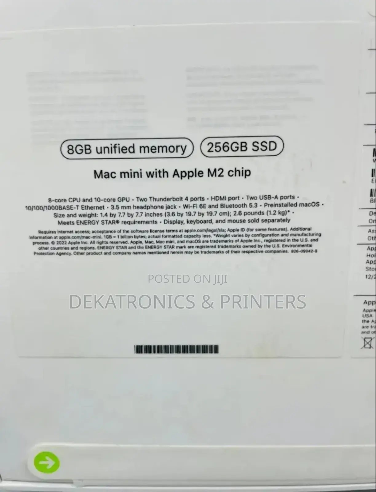 New Desktop Computer Apple Mac Mini M2 8GB Apple M2 SSD 256GB