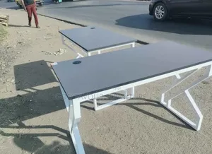 Vintage Gray 1.2m Office Table Desk With Metallic Base Gf4wa