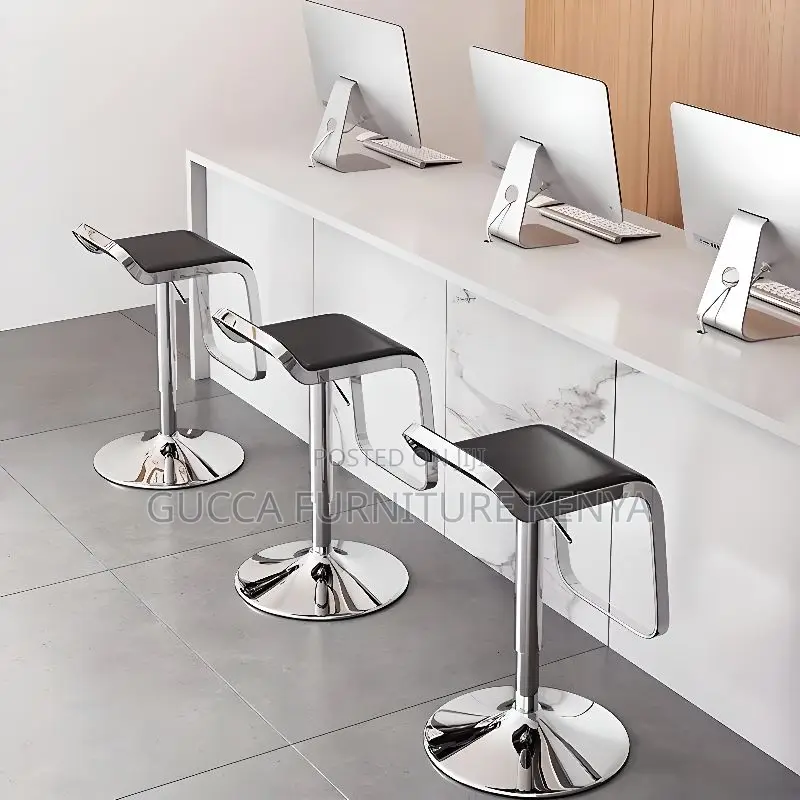Home Chairs: Swivel Casual Metallic Rectangular Bar Stool