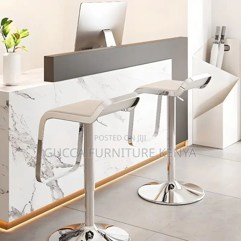 Home Chairs: Swivel Casual Metallic Rectangular Bar Stool