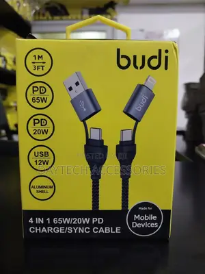 Budi 4 in 1 65w/20w Pd Charging Sync Cable 1 M