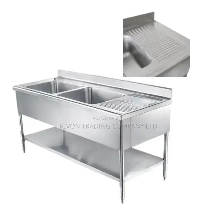 Stainless Steel Table With Double Sink