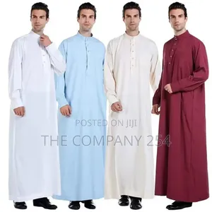 Muslim Robes Dubai Kaftan Arab Khanzu Neck Prayer Eid Thawb