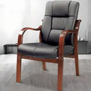 Office Chairs: Casual Midnight Black Calfskin Study Chair