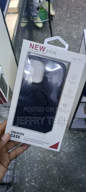Magsafe Leather Black Case for iPhone 14 Pro Max With Stand