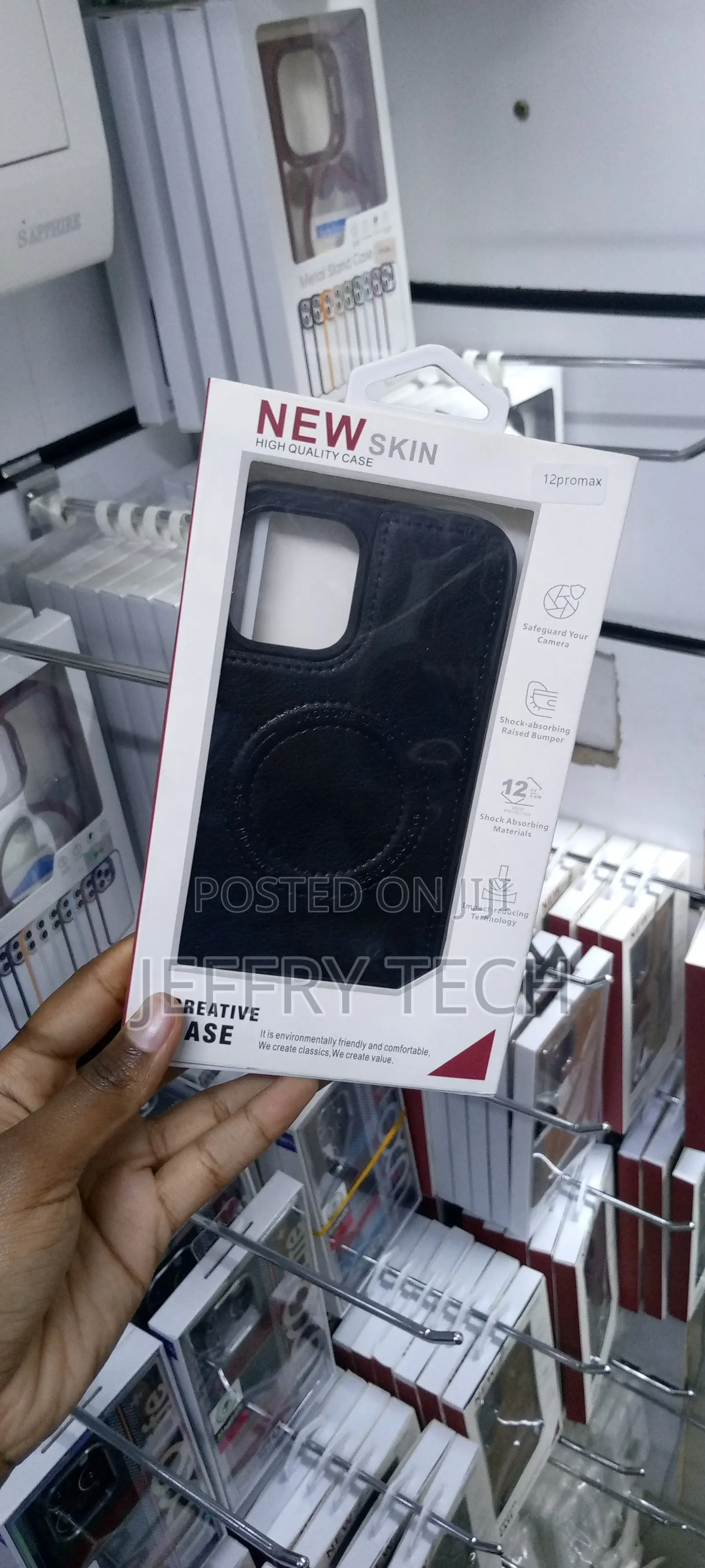 Magnetic iPhone 12 Pro Max Case With Stand Leather Black