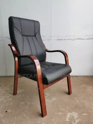 Office Chairs: Executive Strong Wooden Arms Leather Seat