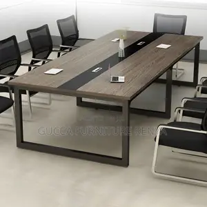 Boardroom Tables: 2400mm Rustic Brown Wood Conference Table