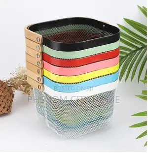 Portable Plastic Storage Baskets With Mesh and Wooden Handle