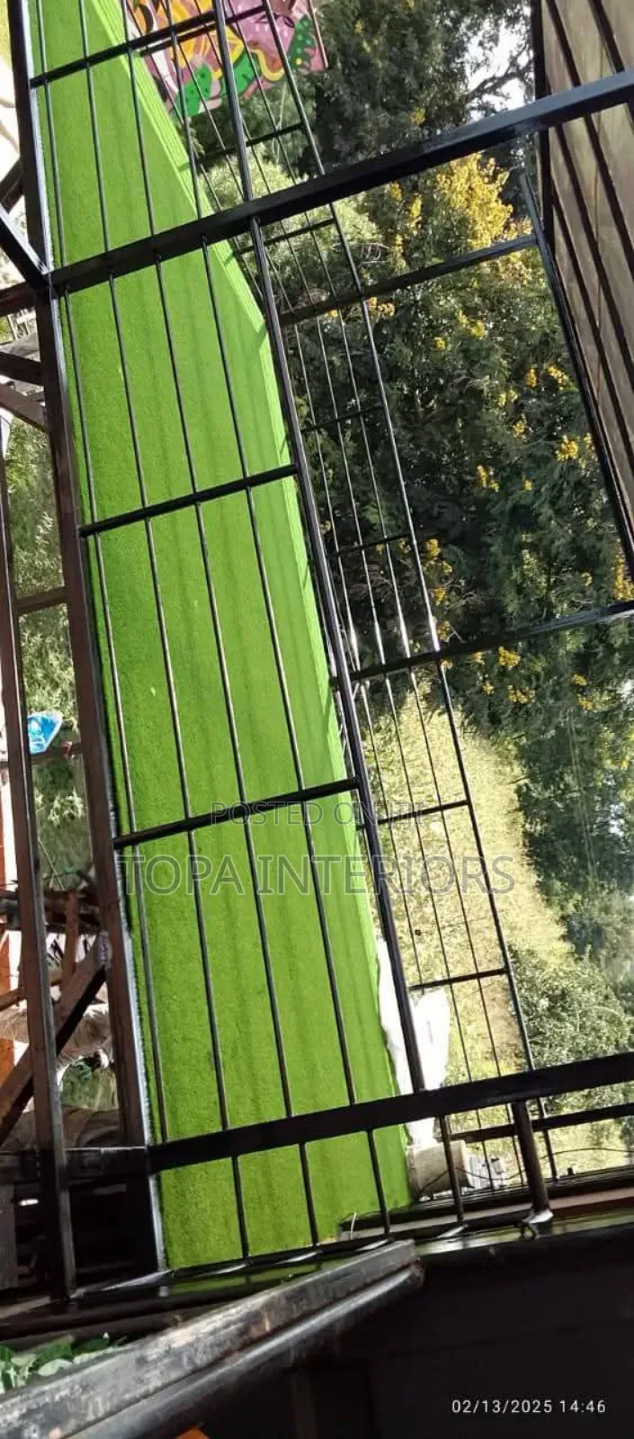 Green Floor Decor Artificial Green Grass Carpets Fitting