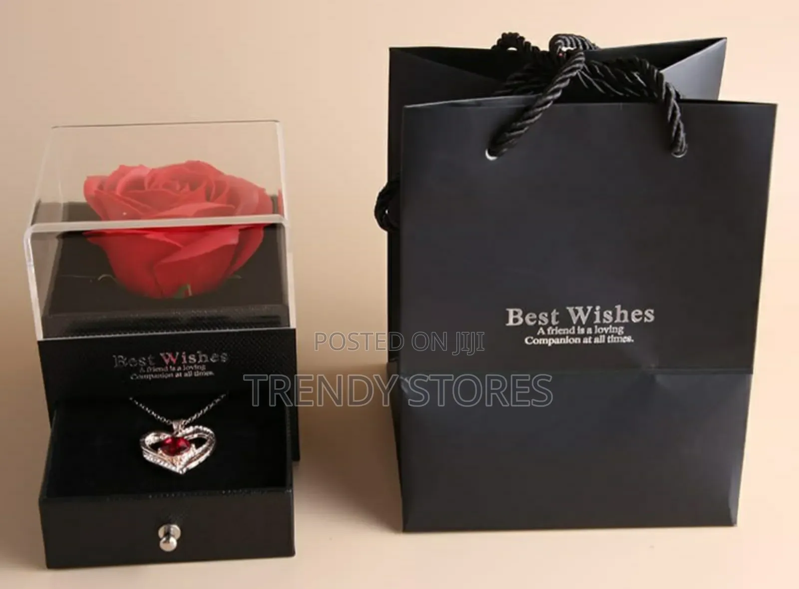 Red Rose Shaped Necklace Gift Box