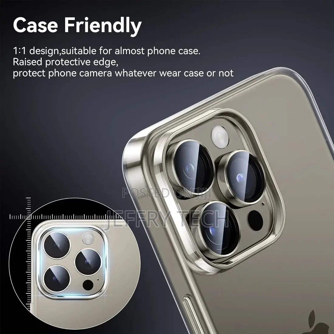 iPhone 15 Pro Max Camera Lens Protector Metal Frame Glass