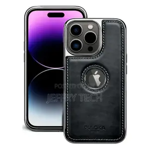 iPhone 15 Pro Max Premium Quality Luxur Leather Case - Black