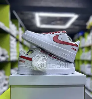 White Twin Laces Supreme X Airforce Sneakers