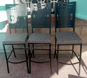Black Armless High Stools With Powder-Coating Finish.